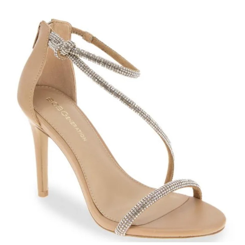 BCBG Generation Size 10 Jemmy Heel Sandals‎ Crystal Rhinestone Strappy Womens